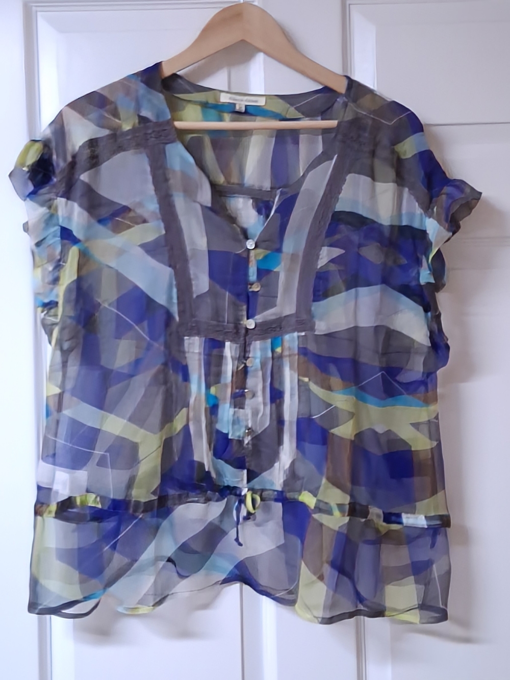 Black Rainn Sheer Abstract Print Blouse